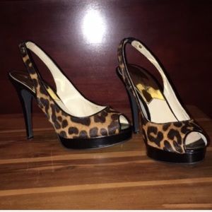 NWOT Michael Kors peep toe stiletto animal print